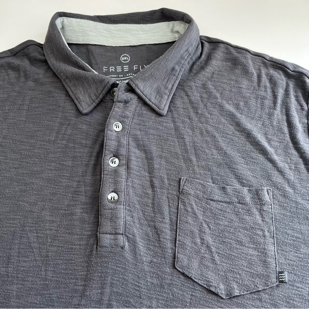 Free Fly Men’s Performance Bamboo Gray Short Sleeve Polo XXXL